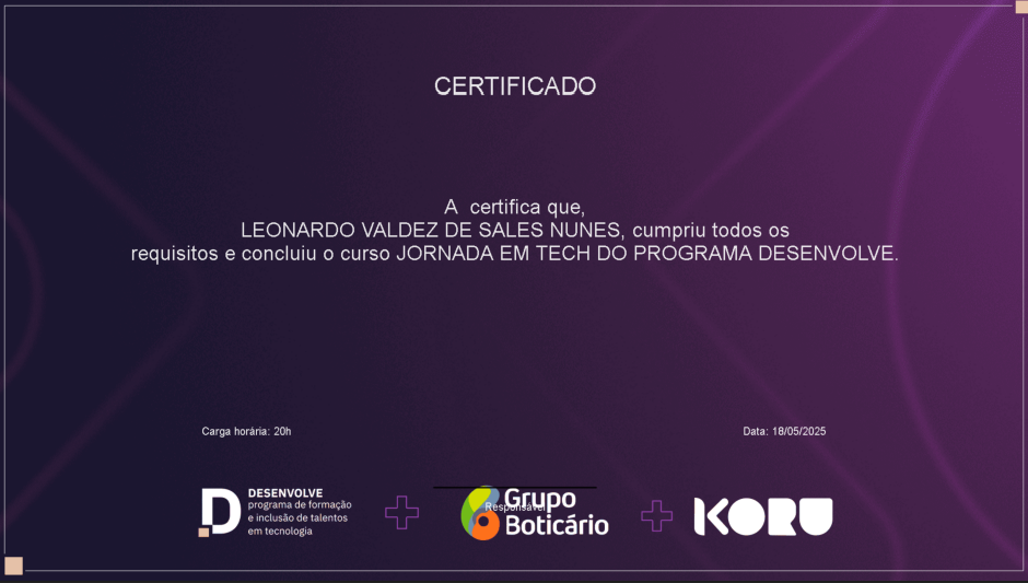 Certificado Programa Desenvolve